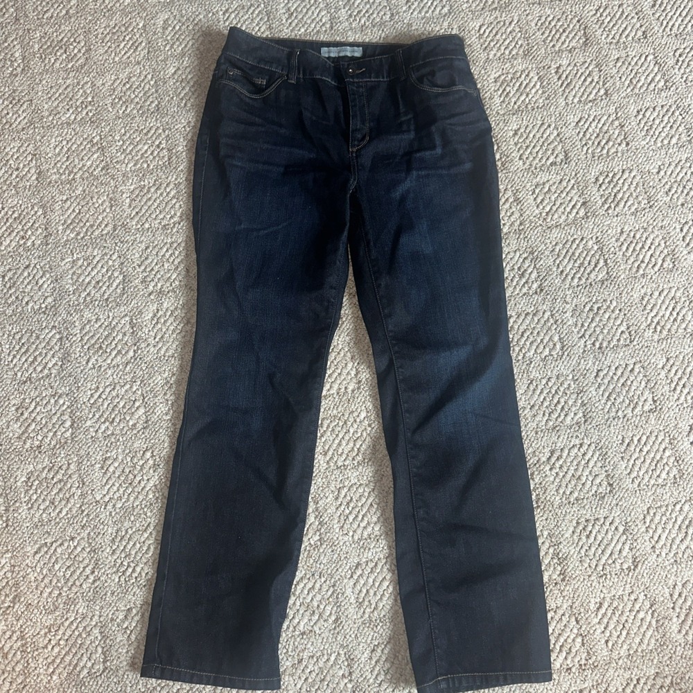 CHICO'S PLATINUM Blue Stretch Denim Slim Leg Jeans sz 1.5 short US 10